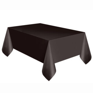 Black Solid Rectangular Plastic Table Cover - 54