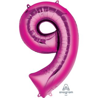 Anagram Number - 9 Pink SuperShape Foil Balloons - 34