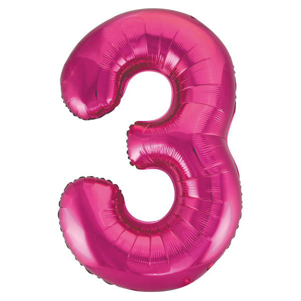 Unique 34" Pink Number 3 Shaped Foil Balloon - 55733 *