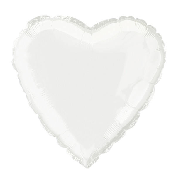 Unique 18" White Solid Heart Foil Balloon - Packaged - 52961*