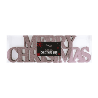 Rose Gold Merry Christmas Glitter Sign - XMA3279