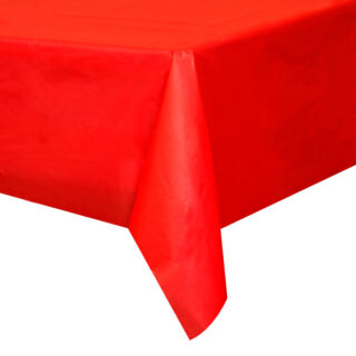 Red Solid Rectangular Plastic Table Cover - 54