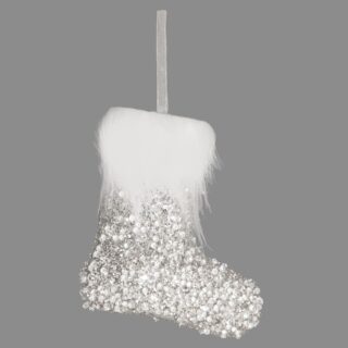 SILVER CRYSTAL STOCKING BAUBLE - 58270