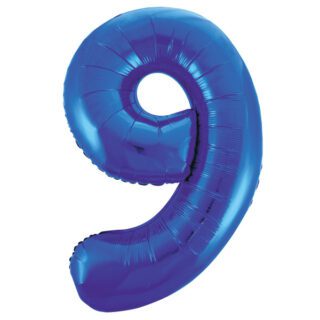 Unique 34" Blue Number 9 Shaped Foil Balloon  - 55749