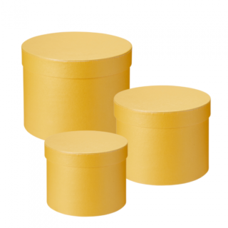 Round Symphony Lined Hat Boxes (Set of 3) Yellow - 41-02001