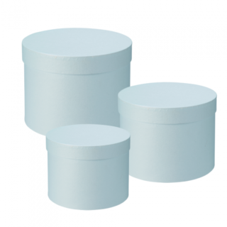 Round Symphony Lined Hat Boxes (Set of 3) Baby Blue - 41-02002