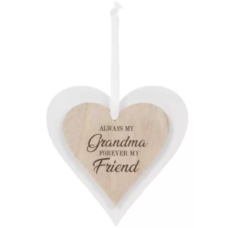 12cmHEART HANGING PLAQUE - ALWAYS MY GRANDMA FOREVER MY FRIEND - LP44316