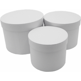 SET OF 3 ROUND FLOWER BOXES PEARL WHITE - 005076