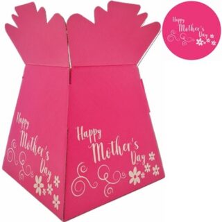 BOUQUET BOX GLOSSY - HAPPY MOTHERS DAY DAISIES FUCHSIA/WHITE - 012364