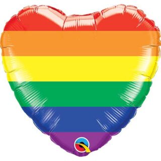 Qualatex - Rainbow Stripes Heart Shape - 18