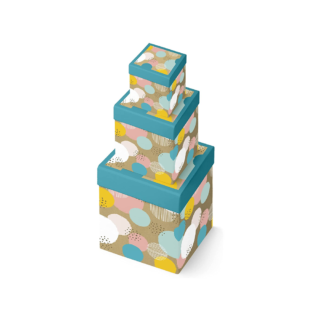 3pc Square Gift Boxes Spoted - K-30729-BXC