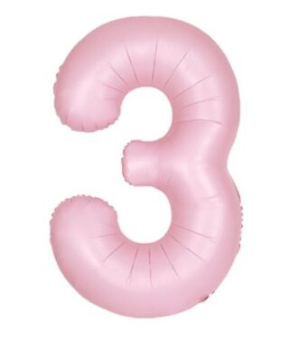 Unique 34" Matte Love ly Pink Number 3 Shaped Foil Balloon - 13883 *