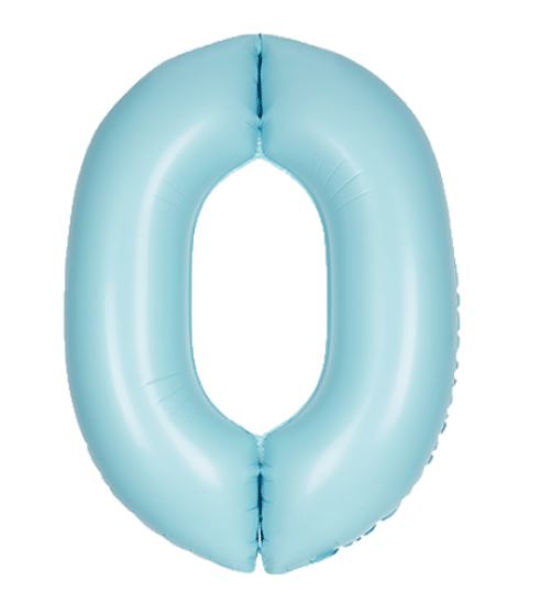 Unique 34" Matte Powder Blue Number 0 Shaped Foil Balloon - 13890 *