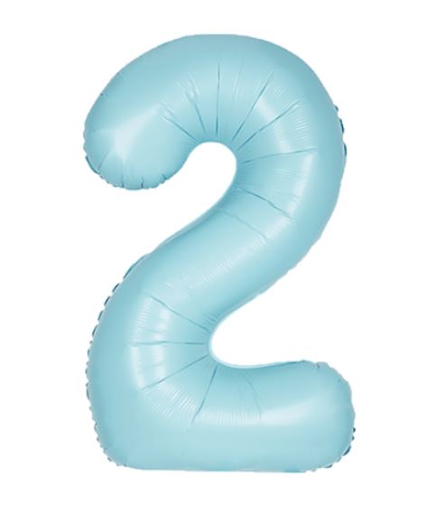 Unqiue 34"Matte Powder Blue Number 2 Shaped Foil Balloon - 13892