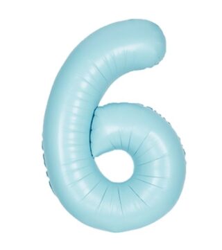 Unique 34" Matte Powder Blue Number 6 Shaped Foil Balloon -13896 *