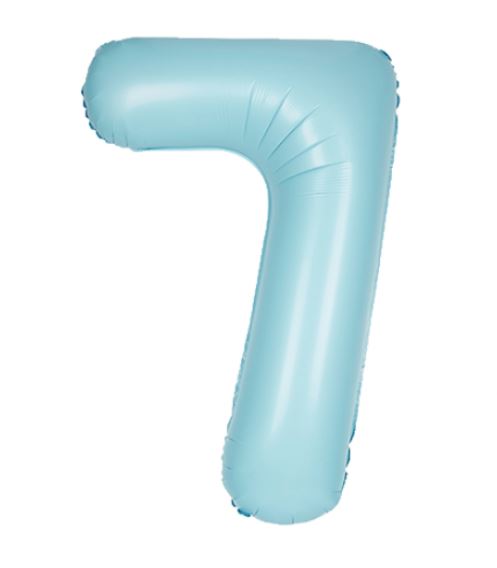 Unique 34" Matte Powder Blue Number 7 Shaped Foil Balloon -13897 *