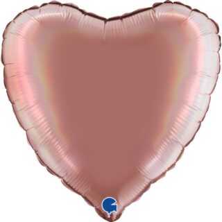 Grabo - Rainbow Holographic Platinum Rose Heart - 18" - 180P04RHRG-P