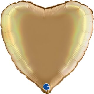 Heart Rainbow Holographic Platinum Champagne - 18