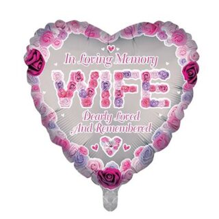 Sensation - In Loving Memory Wife Heart Shape Balloon - 18