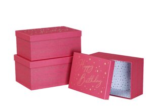 Happy Birthday Set Of 3 Gift Boxes Pink  - GE15208 - Design By Violet