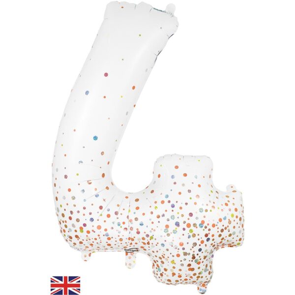 Oaktree 34" Number 4 Sparkling Fizz Holographic Rose Gold - 606845*