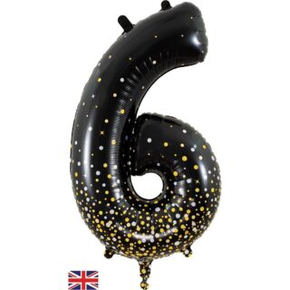 Oaktree 34inch Number 6 Sparkling Fizz Black Gold Holographic - 606968*