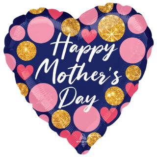 Anagram Happy Mother's Day Navy & Pink Glitter Dots Jumbo Satin Luxe Foil Balloons 28