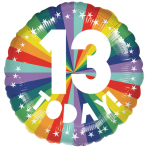 13th Birthday Bright Rainbow Standard Foil Balloons S40 9914496