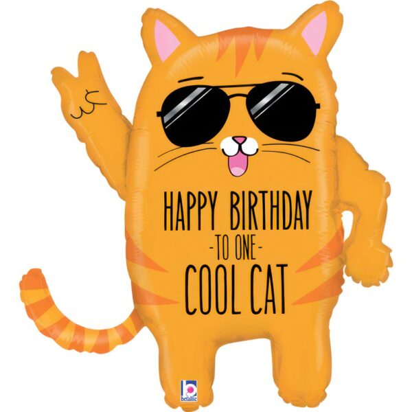 Happy Birthday Cool Cat Shape - 33" - Single - 35679