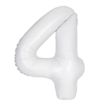 Unique 34" Matte White Number 4 Shaped Foil Balloon - 13964*