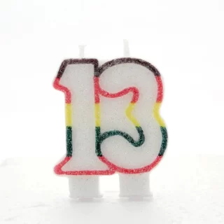 13 Double Age Candles Multicolour Pack of 6 (1/48)