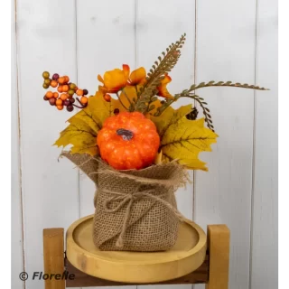 Autumnal Pumpkin In Burlap - 25cm - FL82013