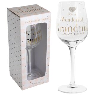 Mad Dots grandma Wine Glass with diamante heart - Grandma