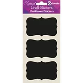 Eleganza Craft Chalkboard Stickers Ornate Rectangle 90mm x 55mm 6pcs Black - 027531