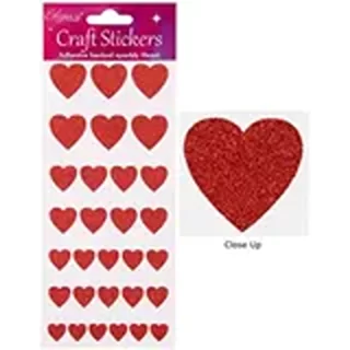 Eleganza Craft Stickers Glitter Hearts Assortment Red No.16 - 028163