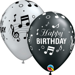 Qualatex - Birthday Musical Happy Birthday Onyx Black & Silver - 29297