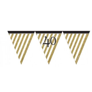 40th Birthday Banner Black, Gold & White - 3.7m - M272