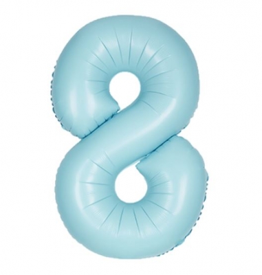 Unique 34" Matte Powder Blue Number 8 Shaped Foil Balloon - 13898 *