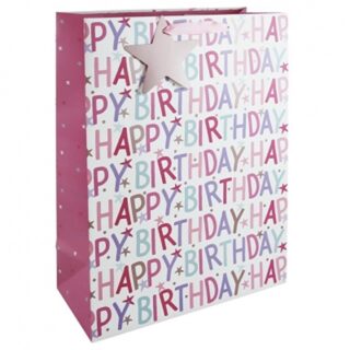 Pink Birthday Text Ex Large Bag -