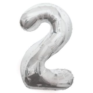 Unique 34" Silver Number 2 Shaped foil Balloon - 53822 *