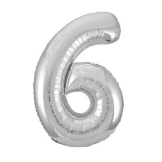 Unique 34" Silver Number 6 Shaped Foil Balloon - 53826 *