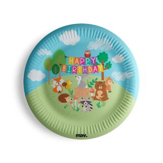 Happy Birthday Woodland Plate - PL23WD01