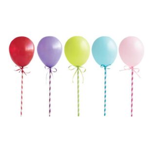 Mini Balloon Stick Cake Toppers, 5ct - Assorted