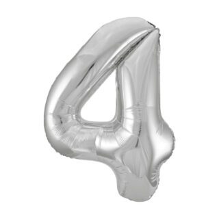 Unique 34" Silver Number 4 Shaped Foil Balloon - 53824 *