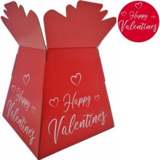 BOUQUET BOX GLOSSY - HAPPY VALENTINES RICH RED/WHITE - 012296