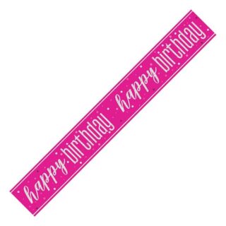 Glitz Pink Happy Birthday 9ft Banner - 82686