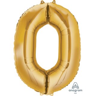 Anagram - Number 0 Gold SuperShape Foil Balloons - 34