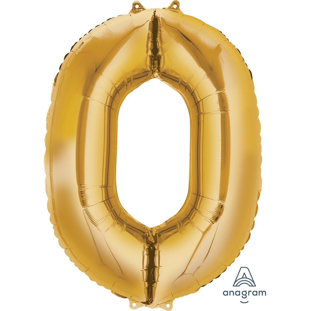 Anagram - Number 0 Gold SuperShape Foil Balloons - 34" - 2824201