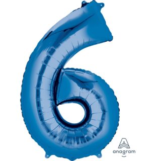 Anagram - Number 6 Blue SuperShape Foil Balloons - 34