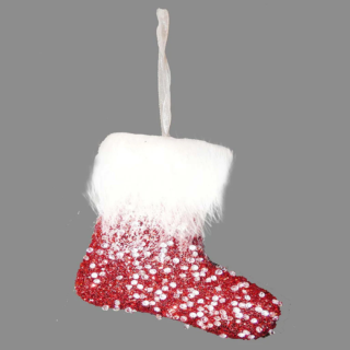 Red Crystal Stocking Bauble - Single - 58272